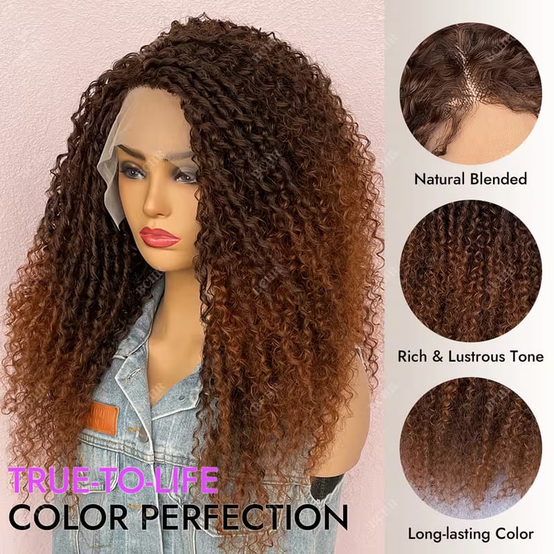 24-Inch African-Style Tight Curl Synthetic Wig (Women's)High-Density (13X4X1) Lace Front Wig, Suitable for all Skin Tones; Ideal for Daily Wear And Party Styling