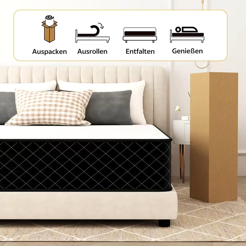 Mattress 140X200, Pocket Spring Mattress Height 20cm, 7-Zone Orthopedic Mattress