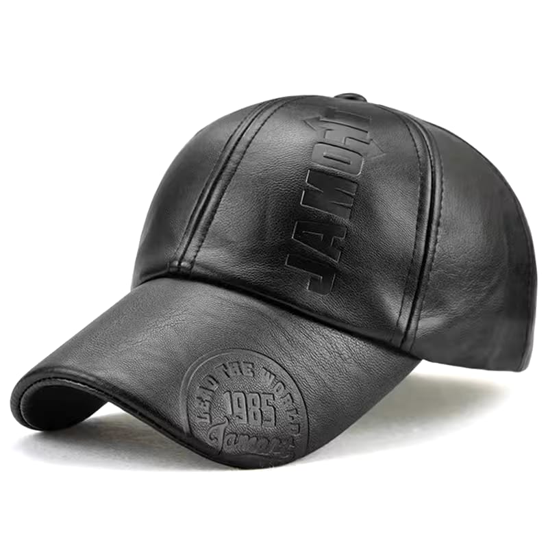 Men's High quality PU Leather baseball Cap with Adjustable Snap Closure -TMU