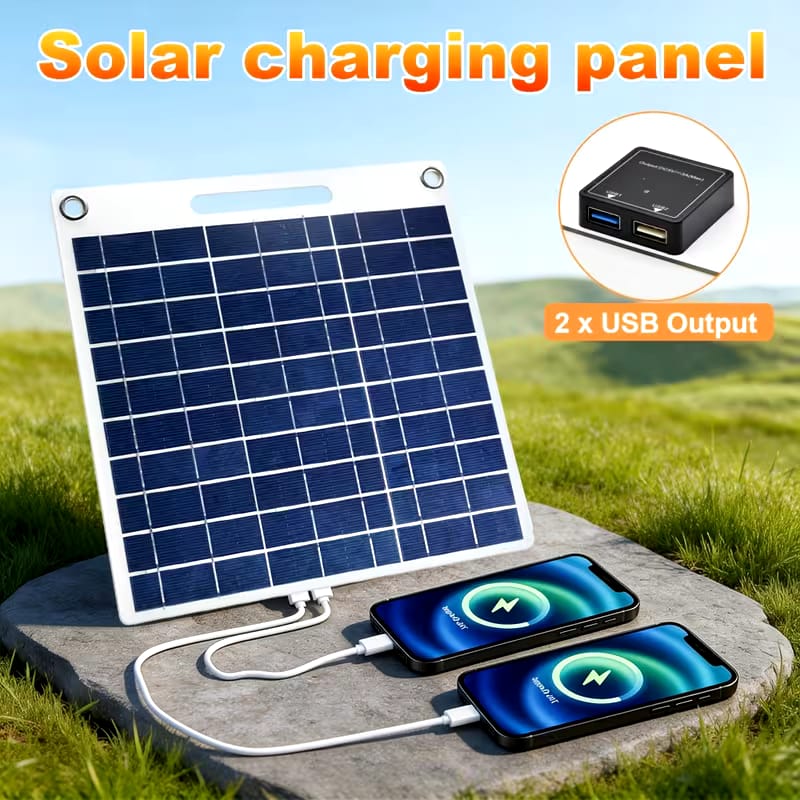 Portable Solar Panel with USB Interface, Suitable for Charging Phones, Fans and Computers, Ideal as a Solar Charging Device for Camping and Outdoor Emergencies, Also Functions as Solar Generator