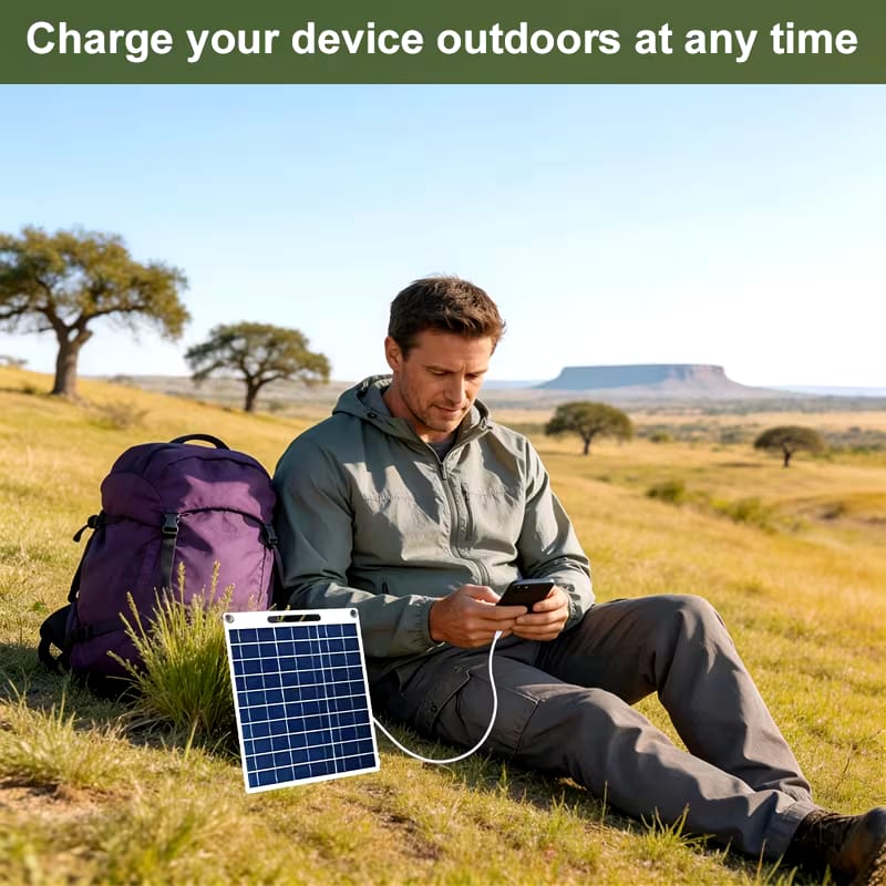 Portable Solar Panel with USB Interface, Suitable for Charging Phones, Fans and Computers, Ideal as a Solar Charging Device for Camping and Outdoor Emergencies, Also Functions as Solar Generator