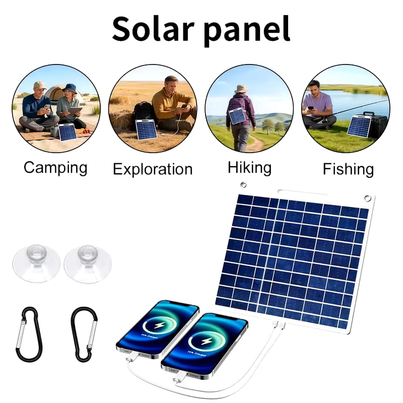 Portable Solar Panel with USB Interface, Suitable for Charging Phones, Fans and Computers, Ideal as a Solar Charging Device for Camping and Outdoor Emergencies, Also Functions as Solar Generator