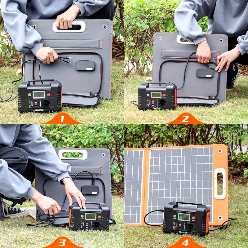 200 Portable Power Station with 60W Foldable Solar Panel, 151Wh Digital Display Solar