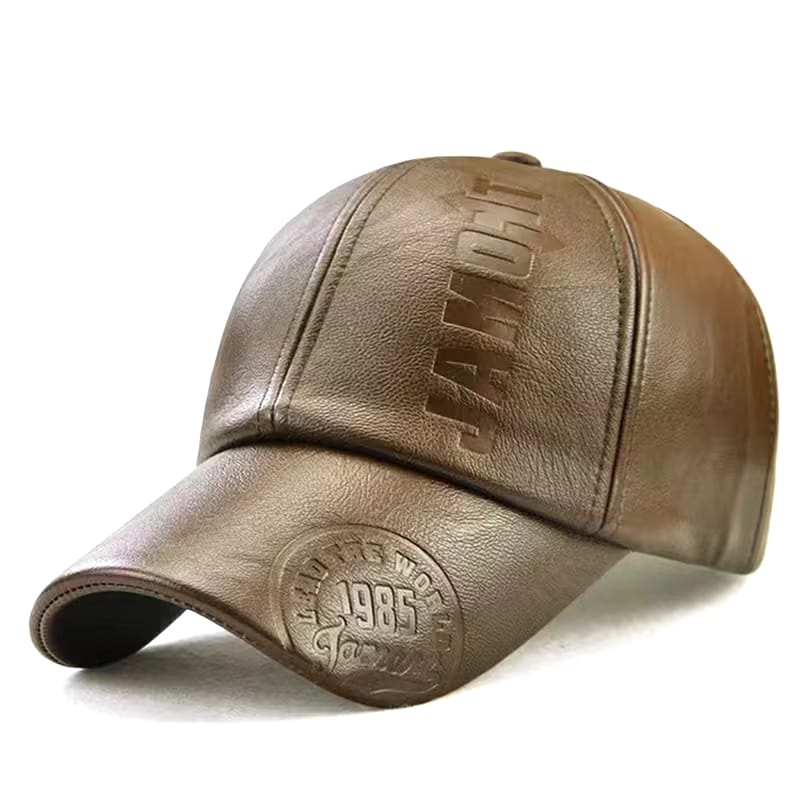 Men's High quality PU Leather baseball Cap with Adjustable Snap Closure -TMU