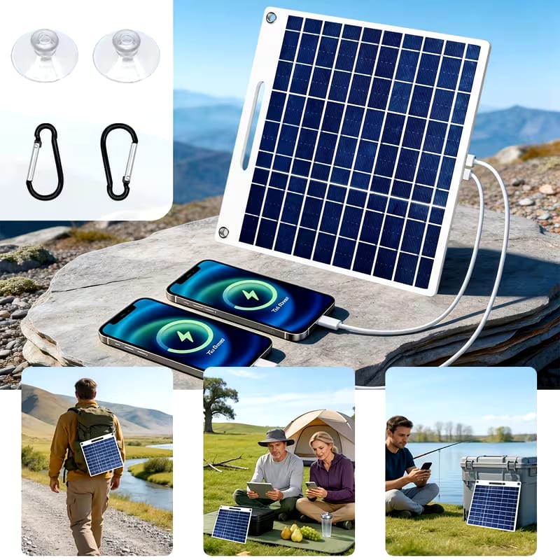 Portable Solar Panel with USB Interface, Suitable for Charging Phones, Fans and Computers, Ideal as a Solar Charging Device for Camping and Outdoor Emergencies, Also Functions as Solar Generator