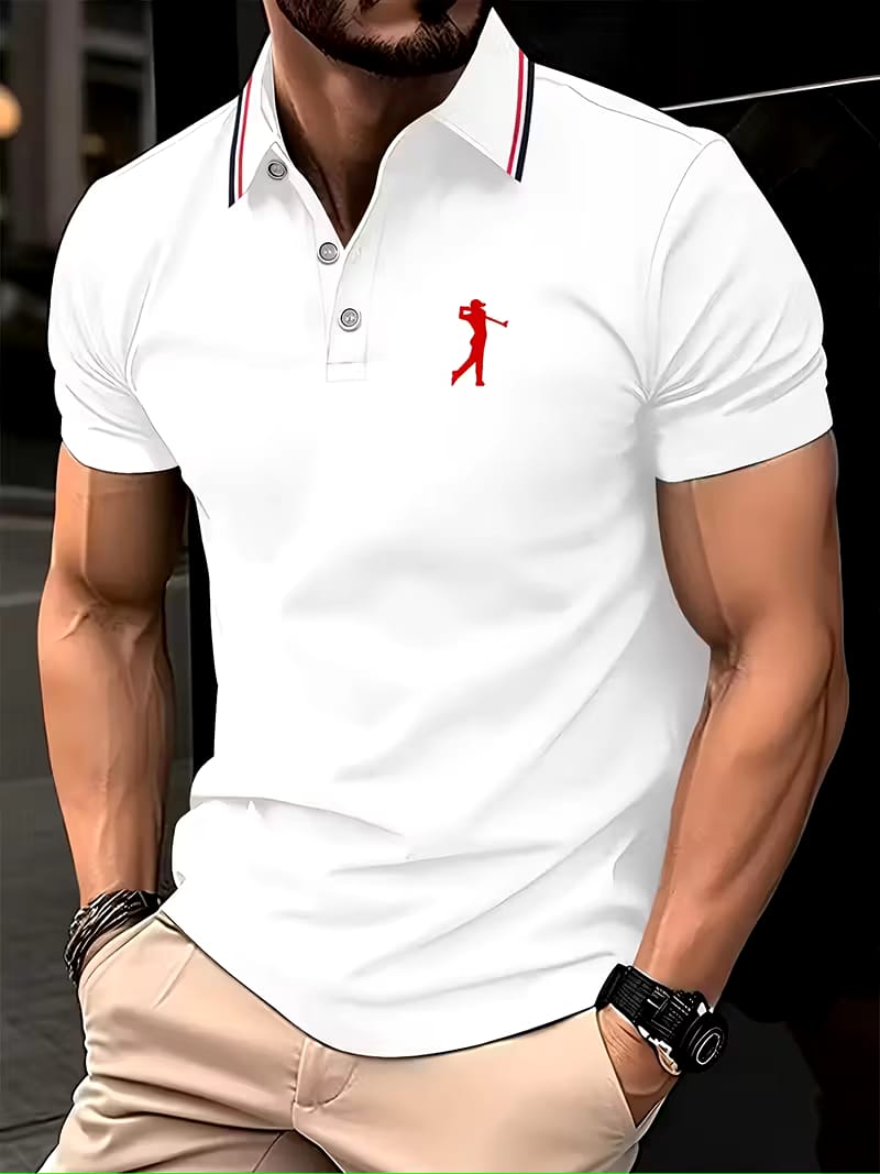Men's Short -Sleeve Printed Golf Shirt for Spring and Summer