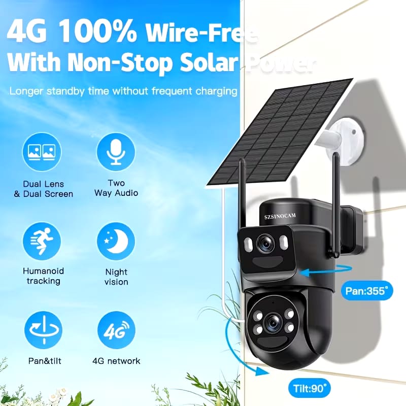 4G LTE EU Cellular Security Camera Solar with SIM Card.  (Verizon AT& T-Mobile) Binocular Lens 8X ZOOM.