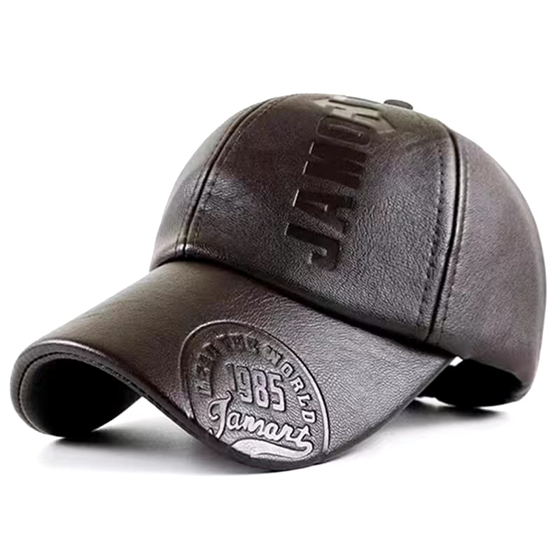 Men's High quality PU Leather baseball Cap with Adjustable Snap Closure -TMU