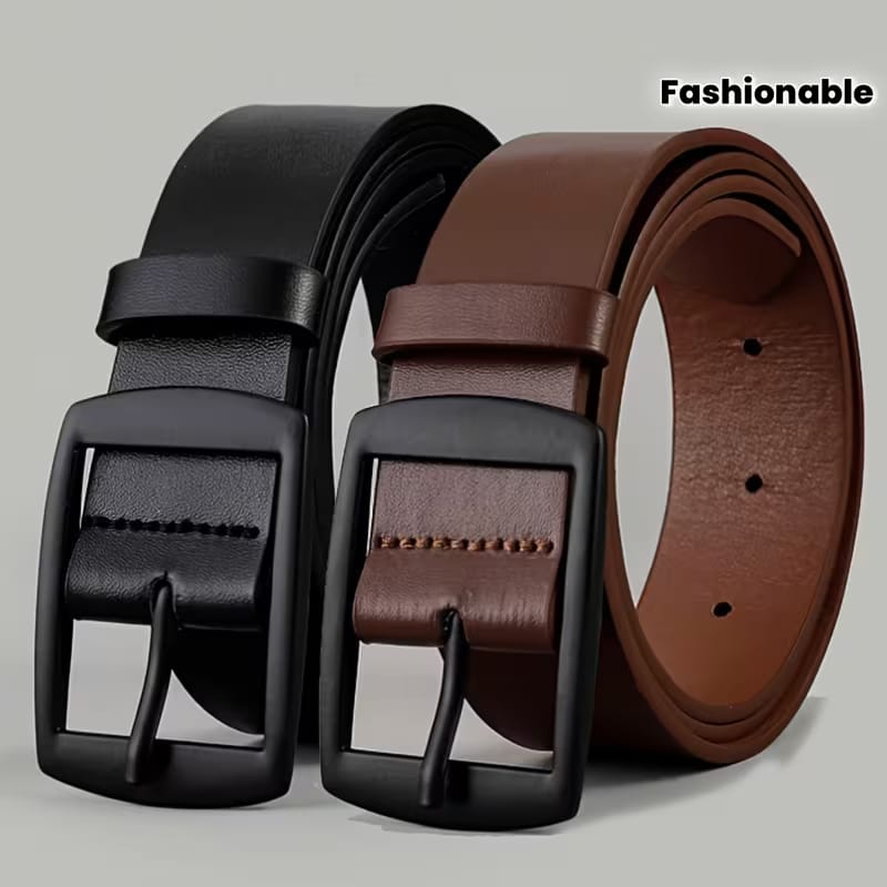 1Pc Men's Fashionable PU Leather Belt, Easy And Retro Design, Smooth Buckle, for Men's Daily Life Leisure