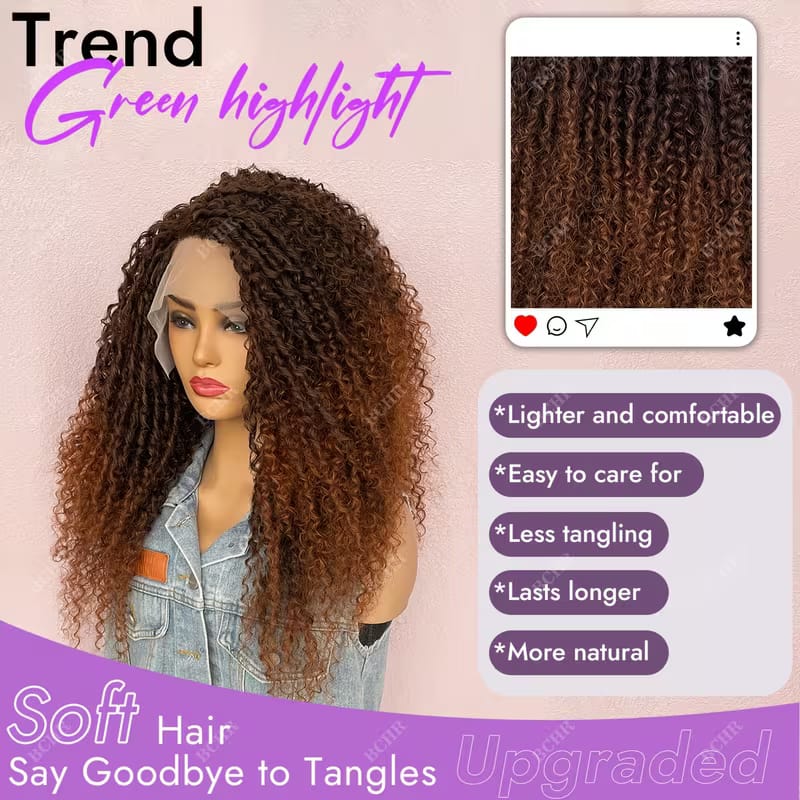 24-Inch African-Style Tight Curl Synthetic Wig (Women's)High-Density (13X4X1) Lace Front Wig, Suitable for all Skin Tones; Ideal for Daily Wear And Party Styling