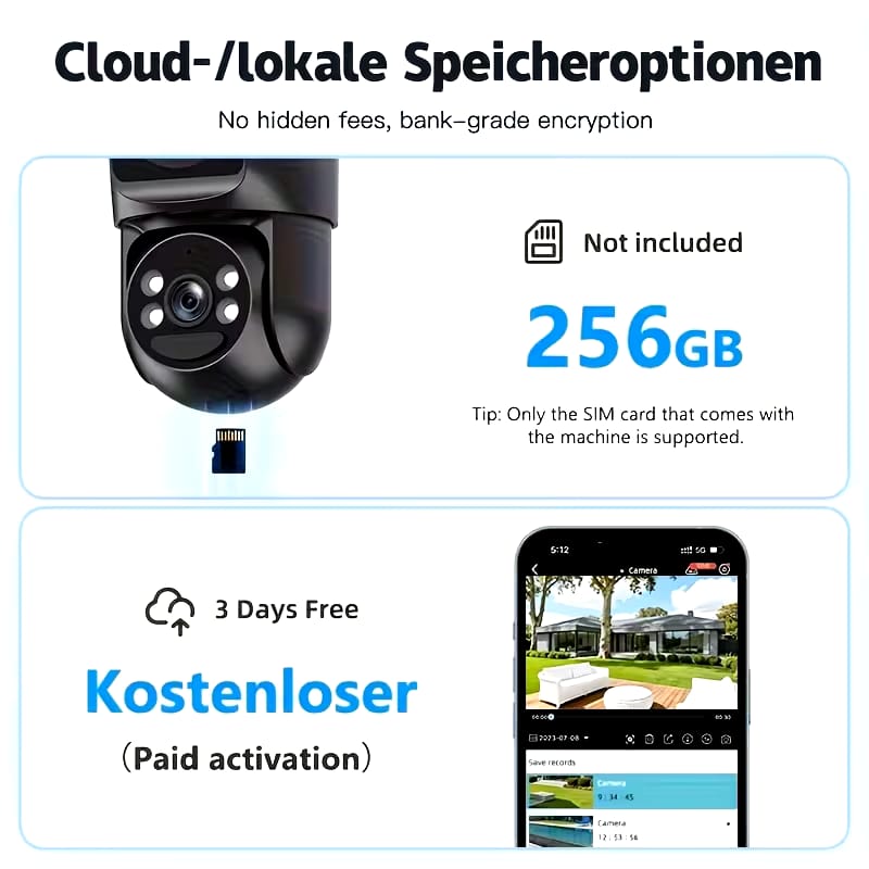 4G LTE EU Cellular Security Camera Solar with SIM Card.  (Verizon AT& T-Mobile) Binocular Lens 8X ZOOM.