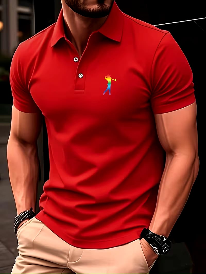 Short Sleeve Printed Golf Shirt for Summer and Spring
