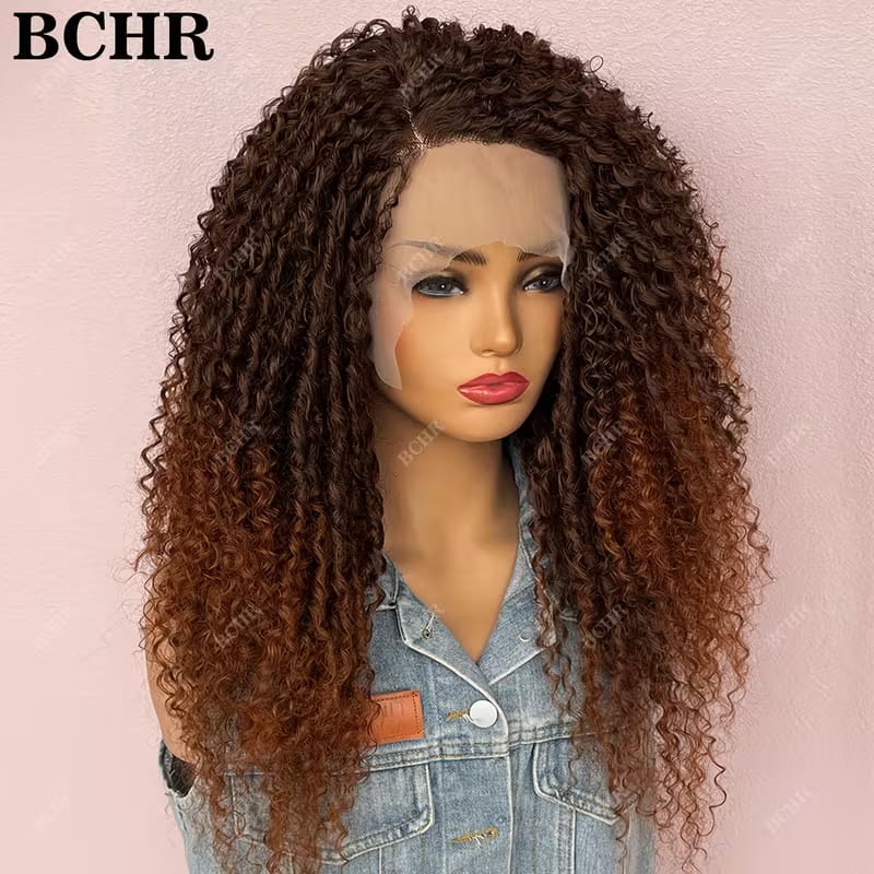 24-Inch African-Style Tight Curl Synthetic Wig (Women's)High-Density (13X4X1) Lace Front Wig, Suitable for all Skin Tones; Ideal for Daily Wear And Party Styling