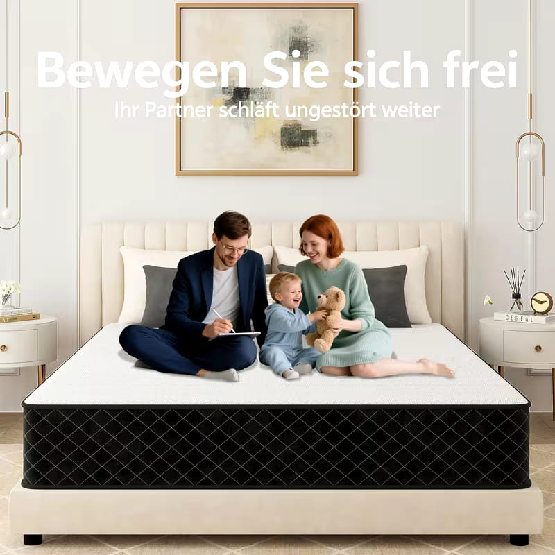 Mattress 140X200, Pocket Spring Mattress Height 20cm, 7-Zone Orthopedic Mattress
