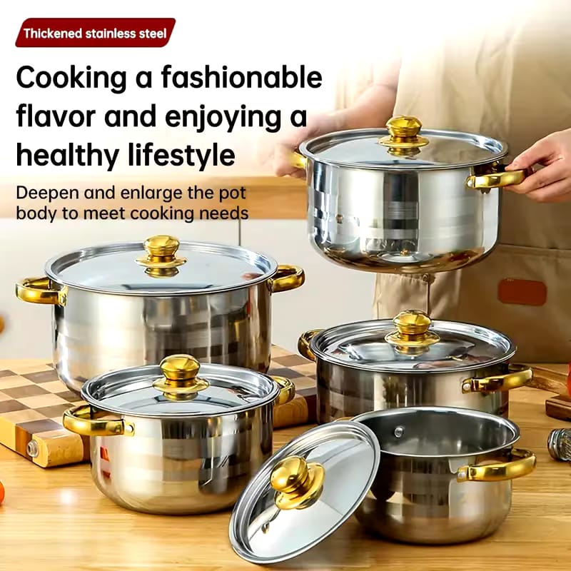 5pcs Golden Stainless Steel pots